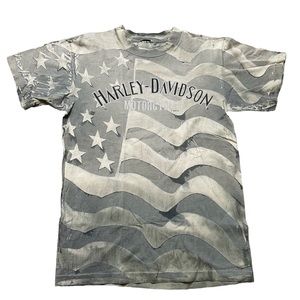 Vintage 90s Harley Davidson T Shirt Size Medium American Flag Aspen Colorado